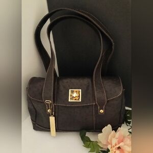 Liz Claiborne New York Dark Brown Leather Purse with Shoulder Straps